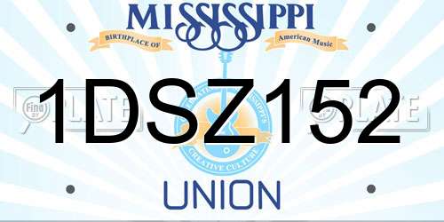 1DSZ152 Mississippi License Plate