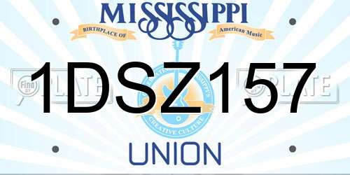 1DSZ157 Mississippi License Plate
