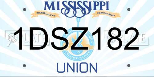 1DSZ182 Mississippi License Plate