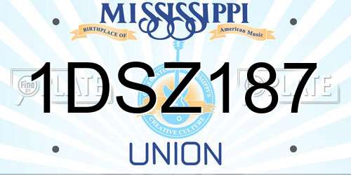 1DSZ187 Mississippi License Plate