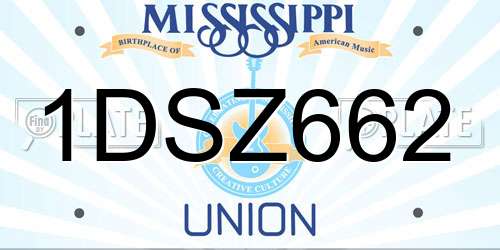 1DSZ662 Mississippi License Plate