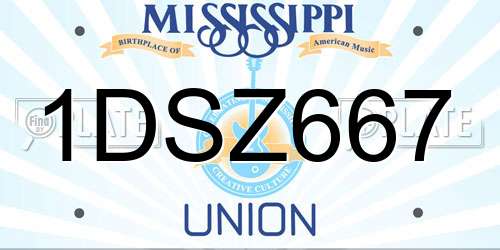 1DSZ667 Mississippi License Plate