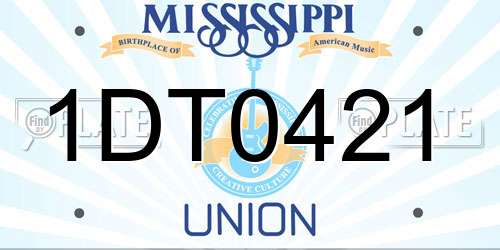 1DT0421 Mississippi License Plate