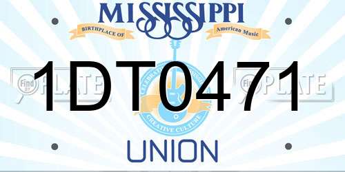 1DT0471 Mississippi License Plate