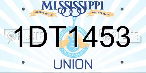 1DT1453 Mississippi License Plate
