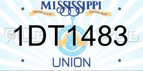 1DT1483 Mississippi License Plate