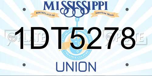 1DT5278 Mississippi License Plate