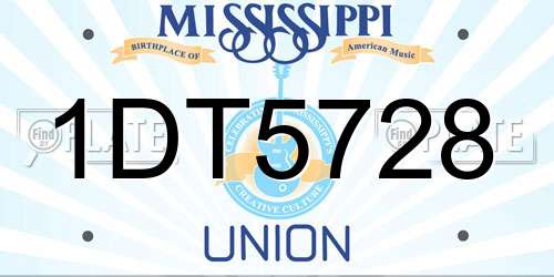1DT5728 Mississippi License Plate