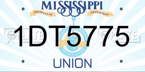 1DT5775 Mississippi License Plate