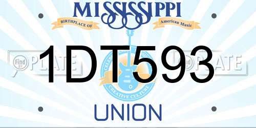 1DT593 Mississippi License Plate