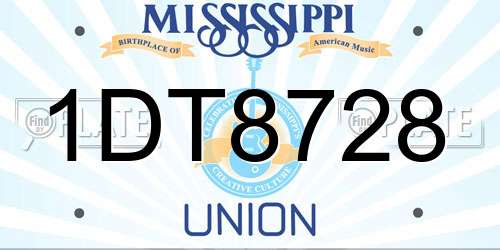 1DT8728 Mississippi License Plate