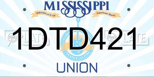 1DTD421 Mississippi License Plate