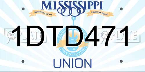1DTD471 Mississippi License Plate
