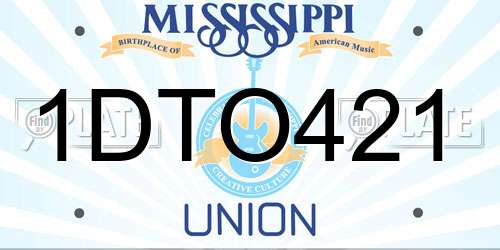 1DTO421 Mississippi License Plate