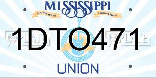 1DTO471 Mississippi License Plate