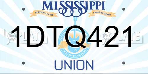 1DTQ421 Mississippi License Plate