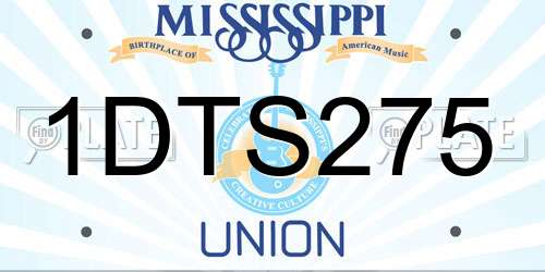 1DTS275 Mississippi License Plate