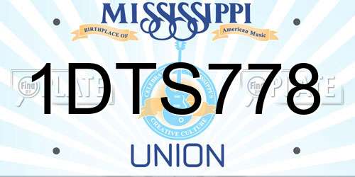 1DTS778 Mississippi License Plate
