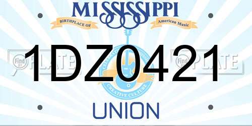 1DZ0421 Mississippi License Plate