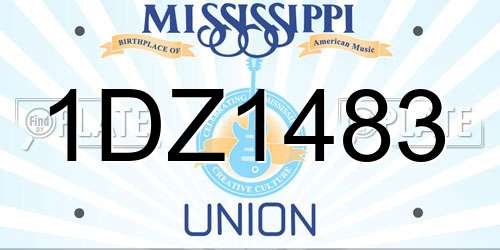 1DZ1483 Mississippi License Plate