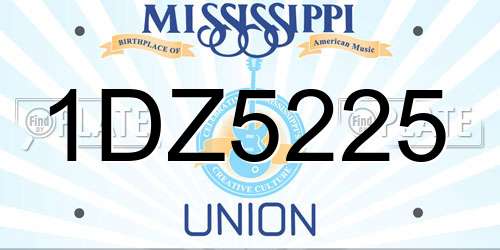 1DZ5225 Mississippi License Plate