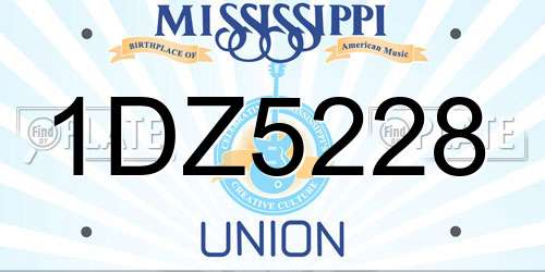 1DZ5228 Mississippi License Plate