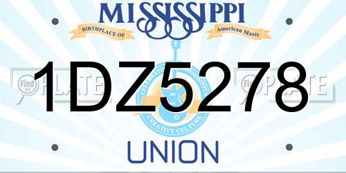 1DZ5278 Mississippi License Plate