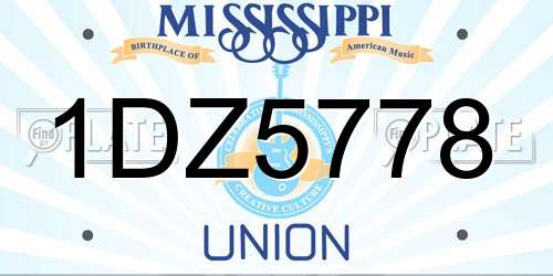 1DZ5778 Mississippi License Plate
