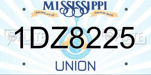 1DZ8225 Mississippi License Plate