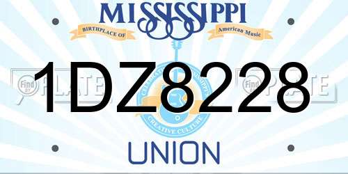 1DZ8228 Mississippi License Plate