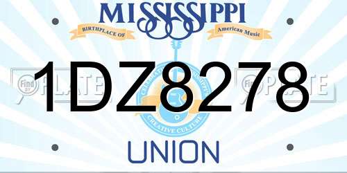 1DZ8278 Mississippi License Plate