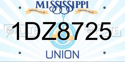 1DZ8725 Mississippi License Plate