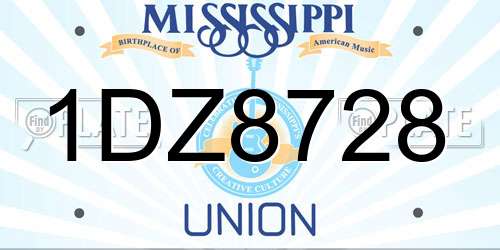 1DZ8728 Mississippi License Plate