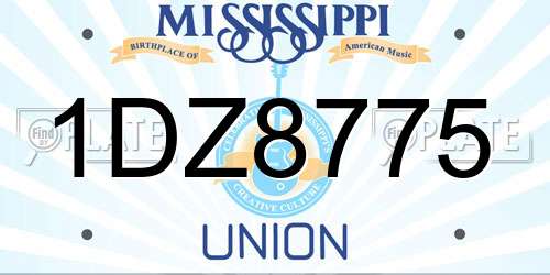 1DZ8775 Mississippi License Plate