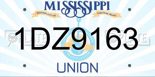 1DZ9163 Mississippi License Plate