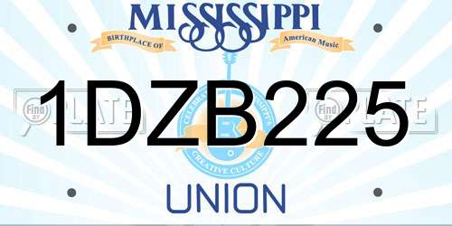 1DZB225 Mississippi License Plate