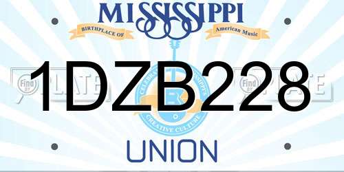 1DZB228 Mississippi License Plate