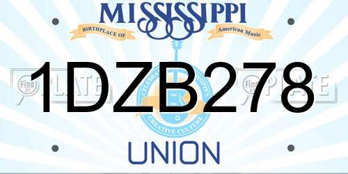 1DZB278 Mississippi License Plate