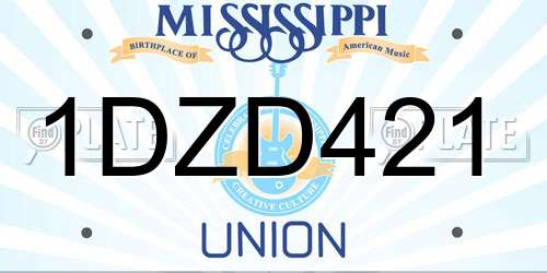 1DZD421 Mississippi License Plate
