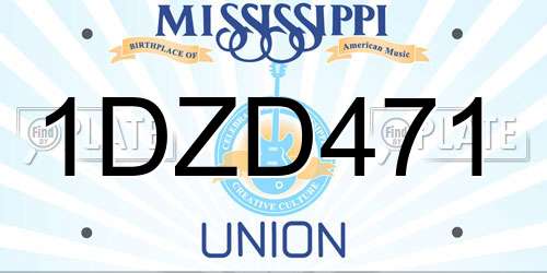 1DZD471 Mississippi License Plate