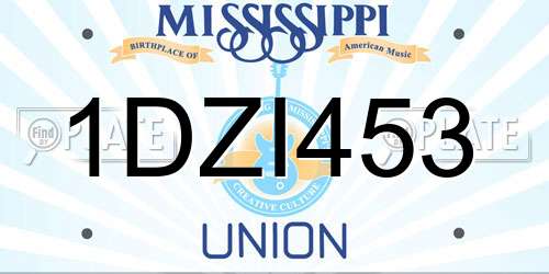 1DZI453 Mississippi License Plate