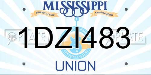 1DZI483 Mississippi License Plate