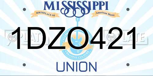 1DZO421 Mississippi License Plate