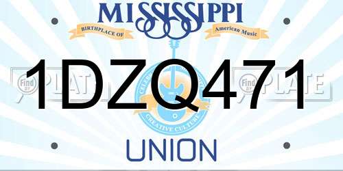 1DZQ471 Mississippi License Plate