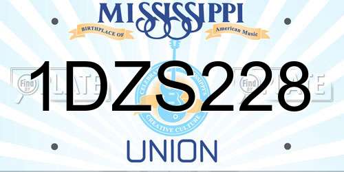 1DZS228 Mississippi License Plate