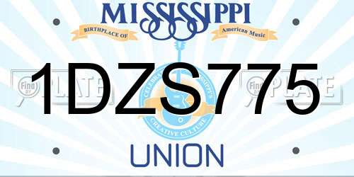 1DZS775 Mississippi License Plate