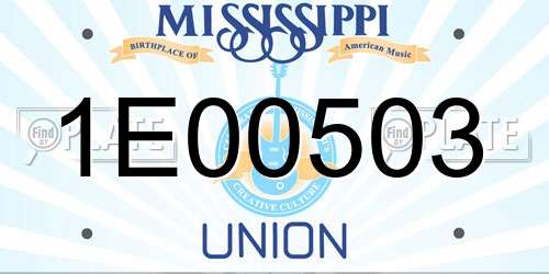 1E00503 Mississippi License Plate