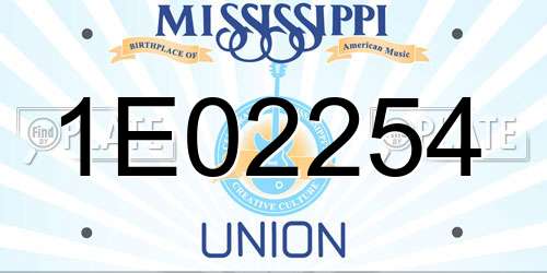 1E02254 Mississippi License Plate