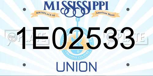 1E02533 Mississippi License Plate