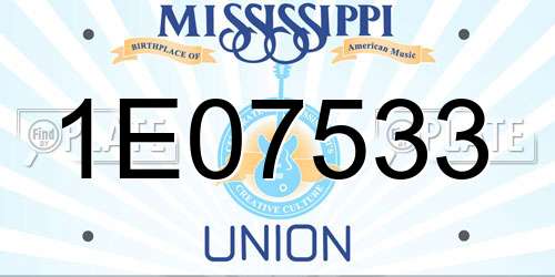 1E07533 Mississippi License Plate